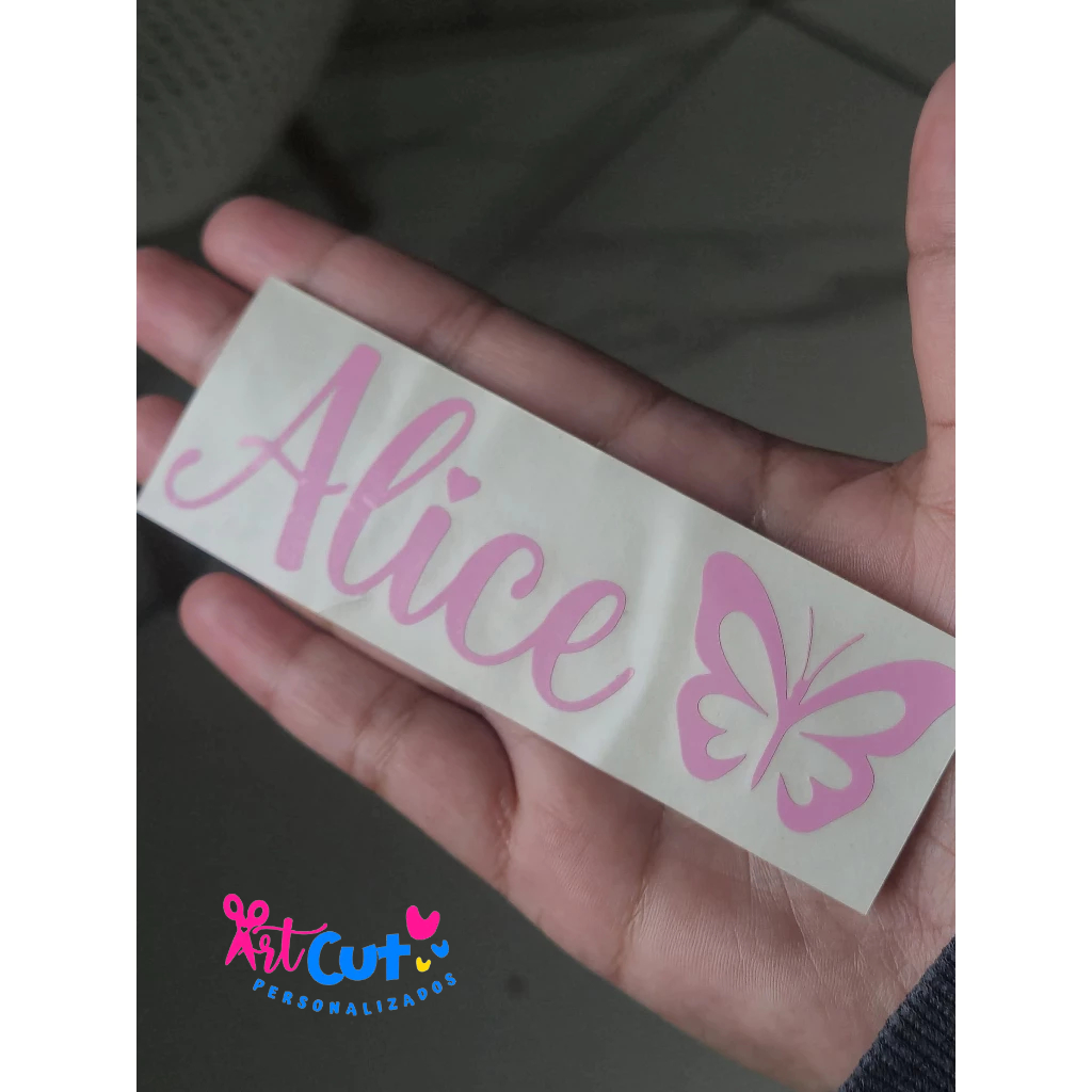 Adesivo Vinil Personalizado com Nome + Borboleta em Oferta na Shopee