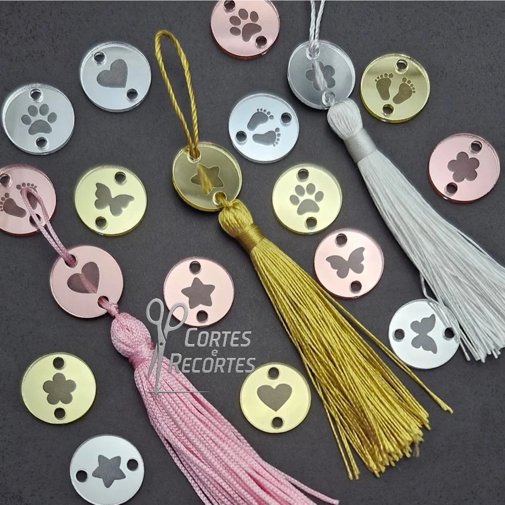 Pingente para Tassel –  Furo para Elástico Roliço (Acrílico Espelhado)