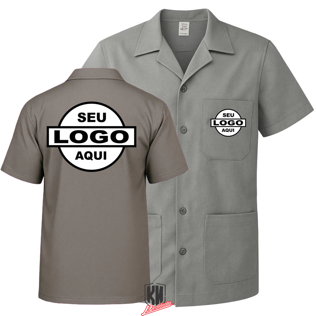 Kit 5 Jaleco Brim Personalizado Uniforme Profissional Manga Curta, Jaleco Masculino Guarda Pó Profissional Para Trabalho