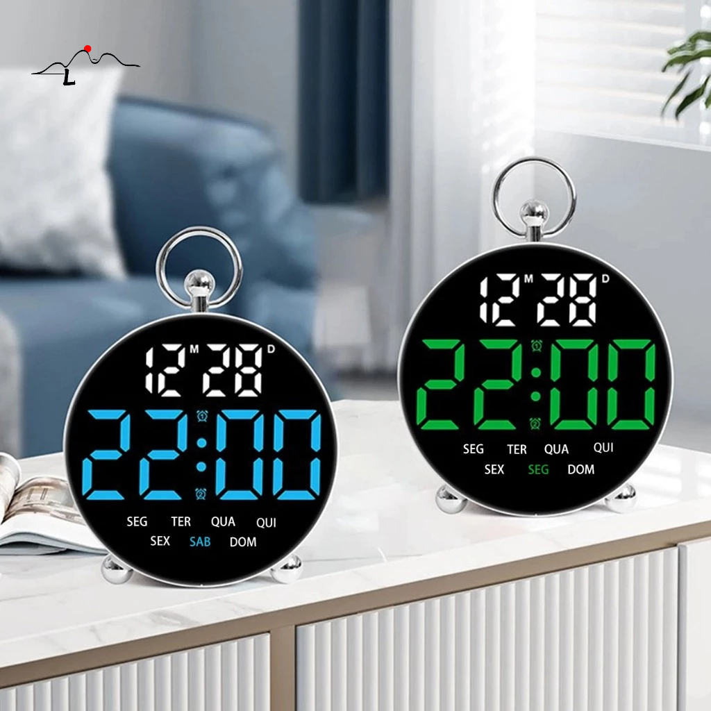 Relógio De Mesa Digital Led Despertador Data e Dia da semana com Cronômetro Alarme