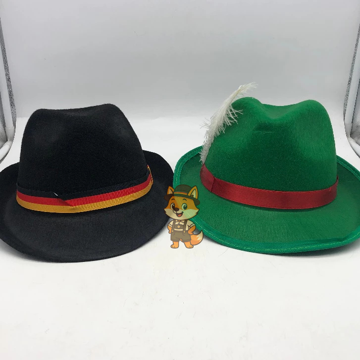 Kit 2 Chapéu Alemão Preto e Verde de feltro para Oktoberfest, Festas, Eventos, Fantasia, Cosplay