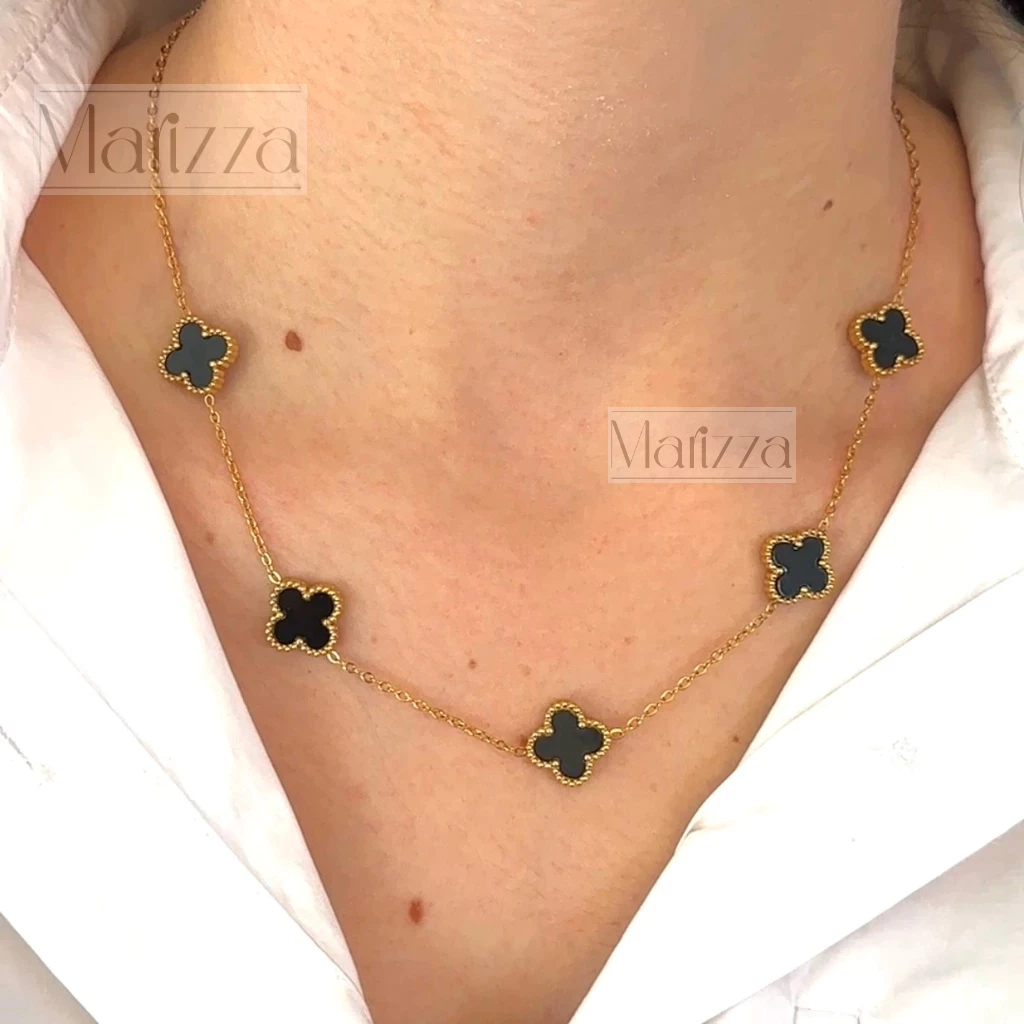 Colar feminino aço inoxidável madrepérola dourado e prateado em Oferta na Shopee