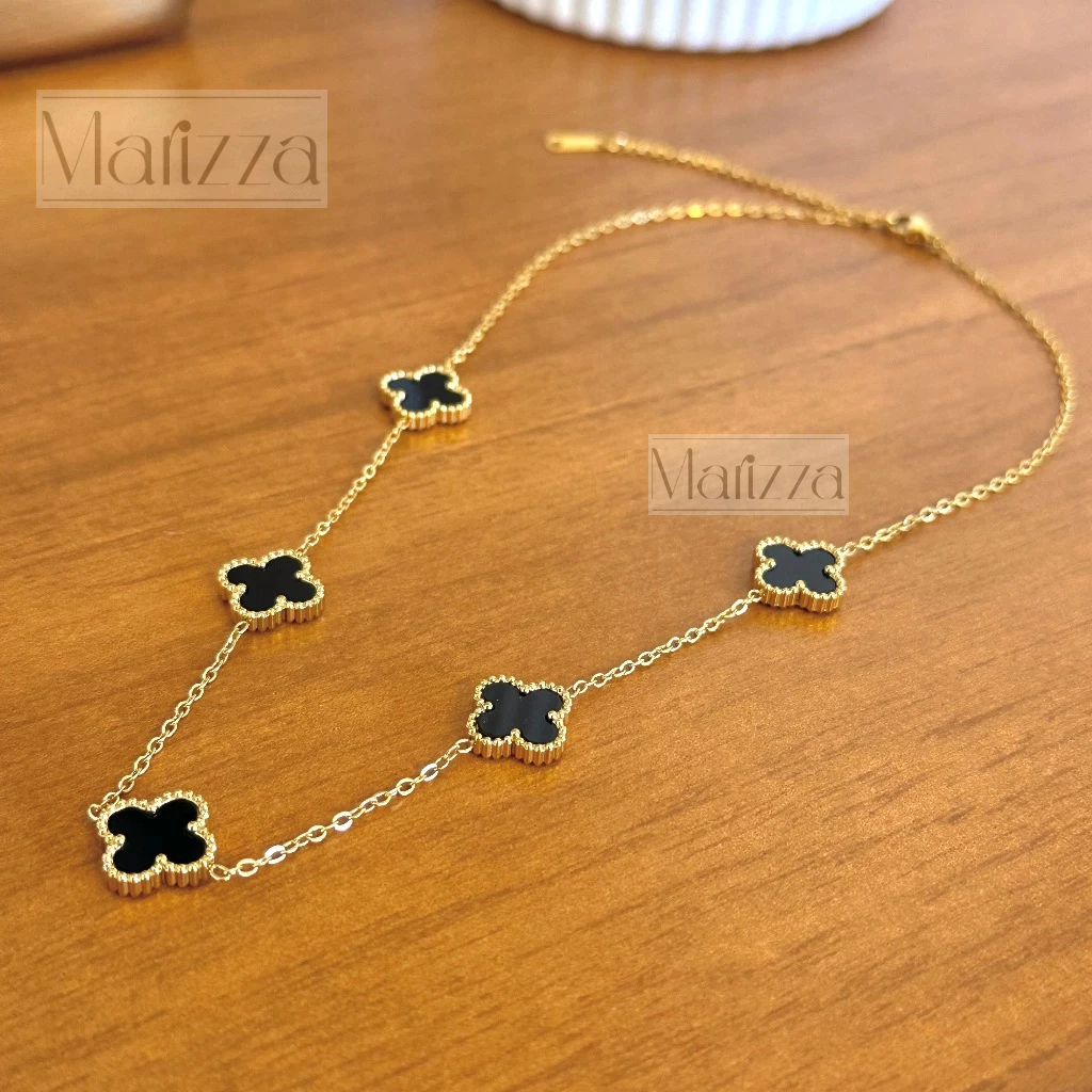 Colar trevo virginiia aço inoxidável ouro 18k dourado e prata