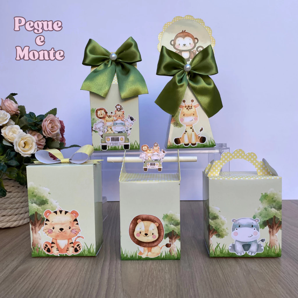 Kit Personalizados Safari  / Kit Festa Caixinhas Personalizadas Lembrancinha Mimos Aniversário