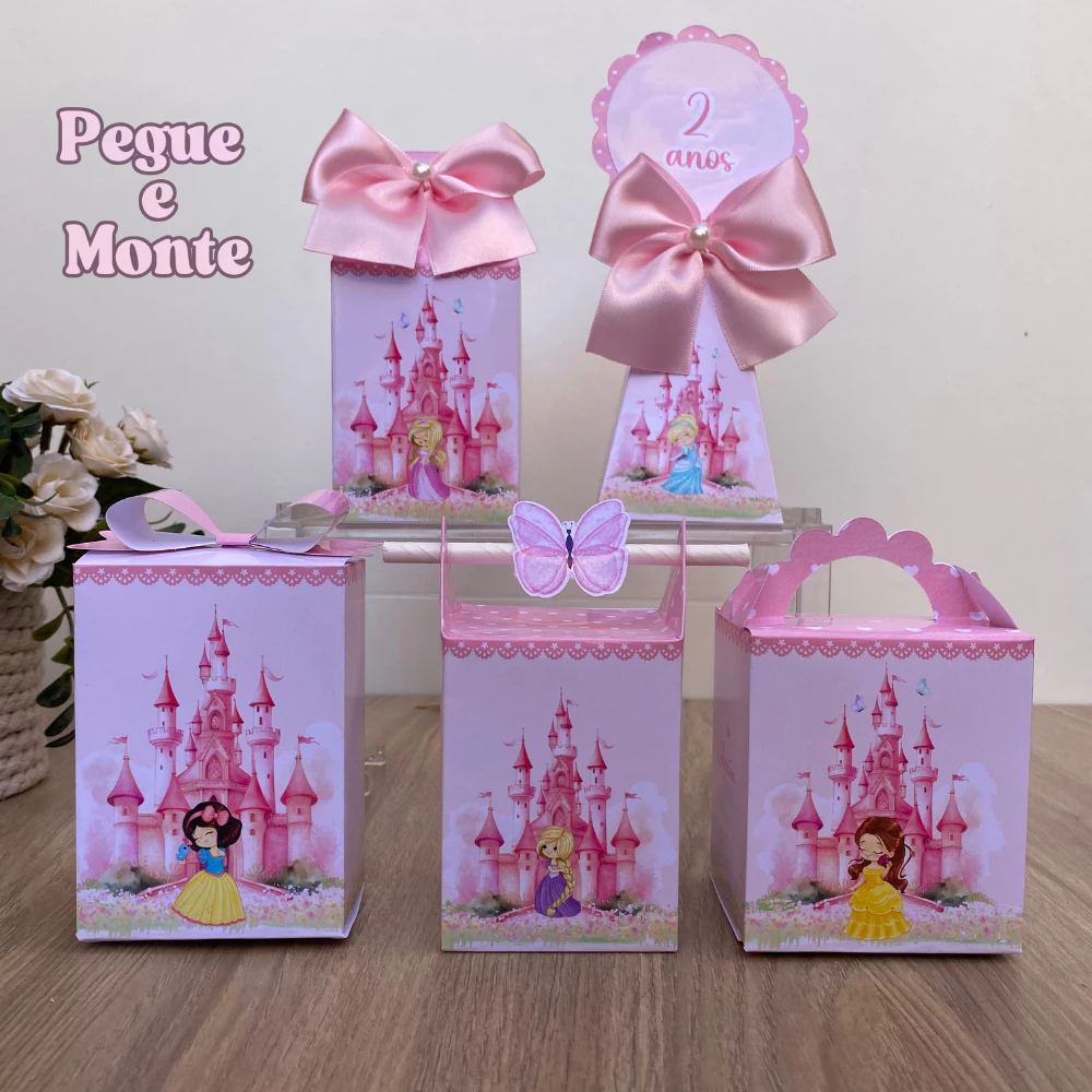 Kit Personalizados Princesas Cute aquarela/ Kit Festa Caixinhas Personalizadas Lembrancinha Mimos Aniversário