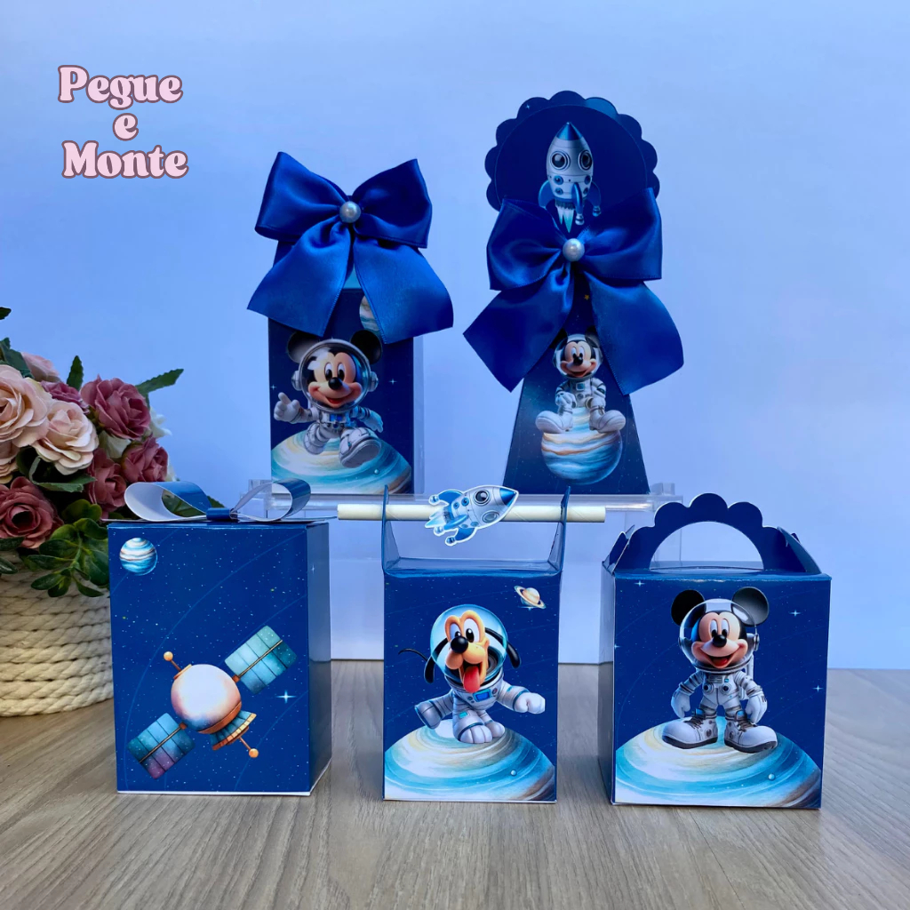 Kit Personalizados Mickey Astronauta / Kit Festa Caixinhas Personalizadas Lembrancinha Mimos Aniversário