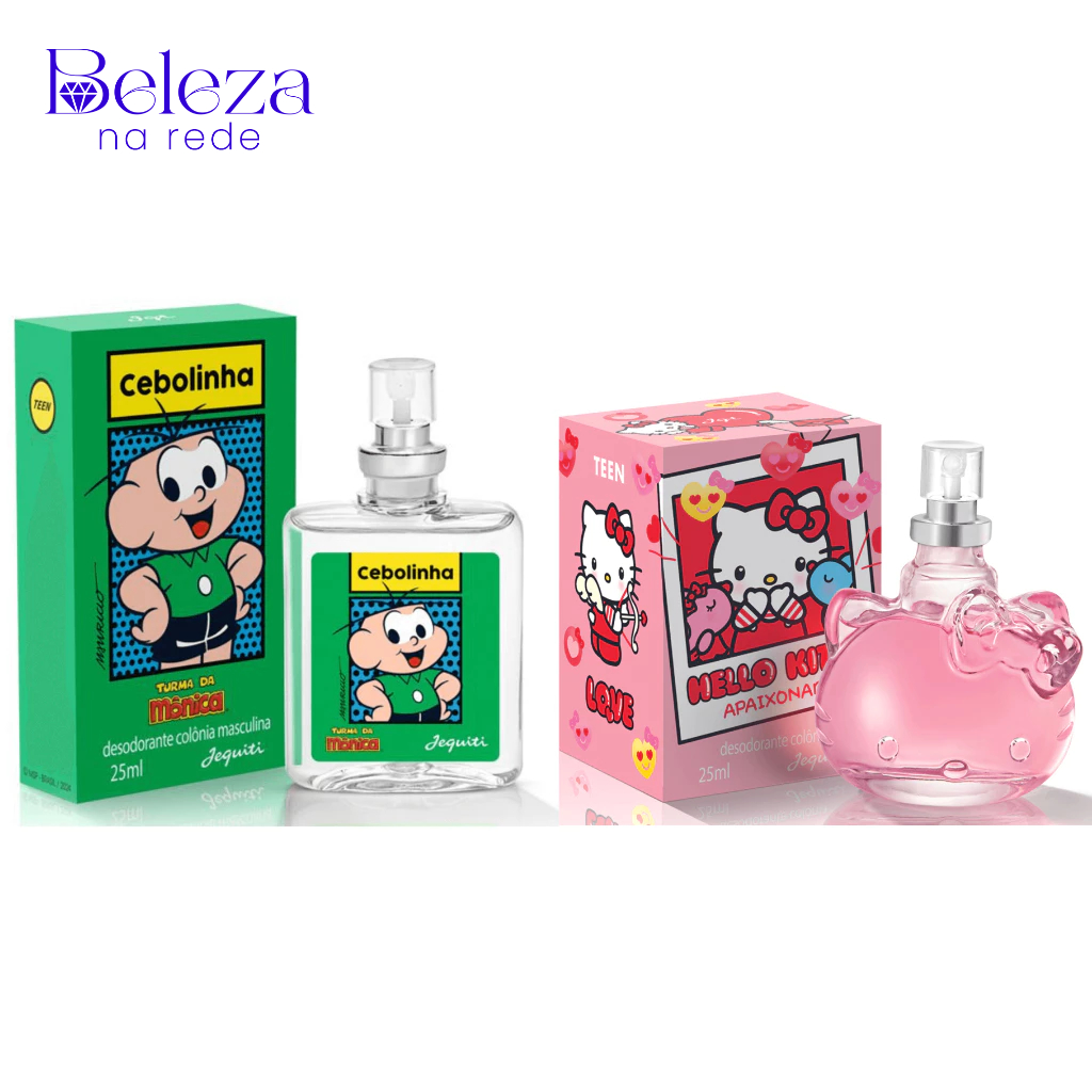 Kit Perfume Cebolinha e Hello Kitty Apaixonada Desodorante Colônia Jequiti 2x25ml