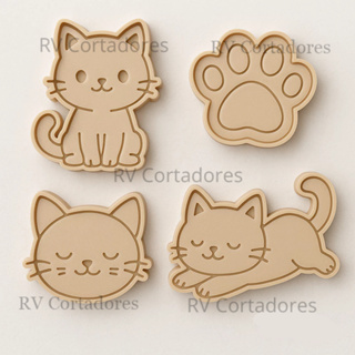 Cortadores Pets - Kit Gatinho Preguiça - Pasta Americana molde Biscuit Marcador Biscoito em Oferta na Shopee