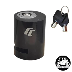 TRAVA DE DISCO MOTO PRETA UNIVERSAL PEQUENA CADEADO ANTIFURTO COM CHAVE