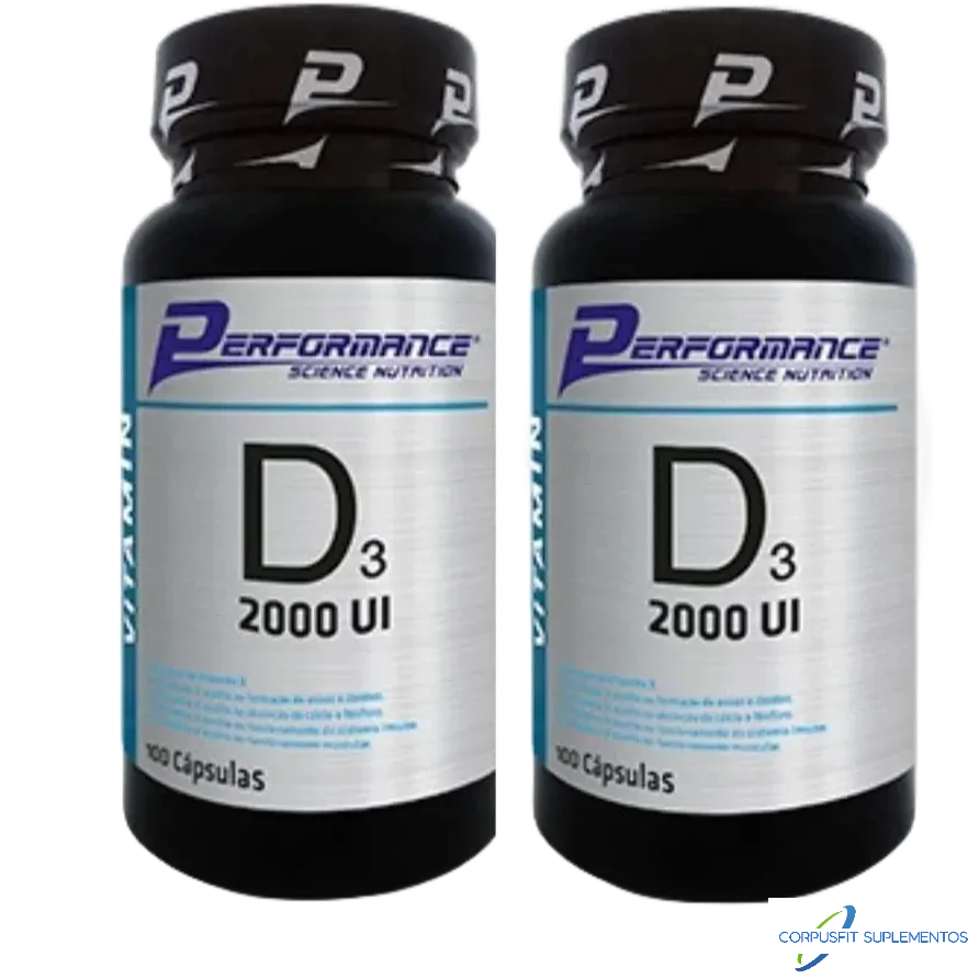 Kit 2x Vitamina D3 2000 Ui Performance Nutrition 100 Capsulas