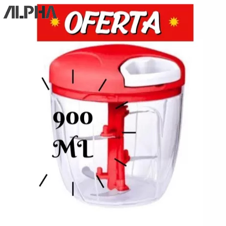 Processador Triturador Alimento Manual Grande 5 Lâminas 900ml