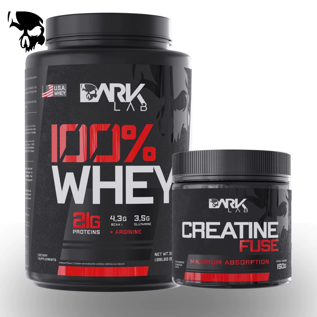 Kit 100% Whey Protein Concentrado Pote 900g + Creatina Monohidratada 150g Creatine Fuse - Dark Lab