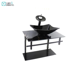 GABINETE DE VIDRO PARA BANHEIRO 60CM RETANGULAR AP SLIM MÁRMORE PRETO