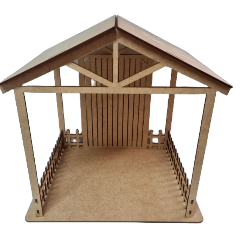 Casa para presépio M 30x24x30 Laser feliz natal- MDF cru casinha