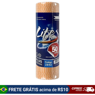 Pano multiuso 25 metros laranja rolo Life Clean em Oferta na Shopee