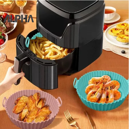 Cesto de Silicone Forma Redonda Air Fryer e Forno Fritadeira Elétrica com Alça