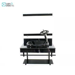 GABINETE COM CUBA PARA BANHEIRO DE VIDRO APXX 60CM COM CUBA CHAPEU - MÁRMORE PRETO