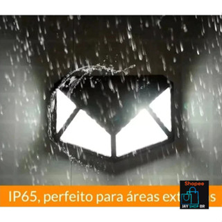 Luminária Solar Spot Lâmpada C/ 100 Leds Com Sensor De Presença Iluminação Área Externa Muro A Prova Dágua Branco Frio