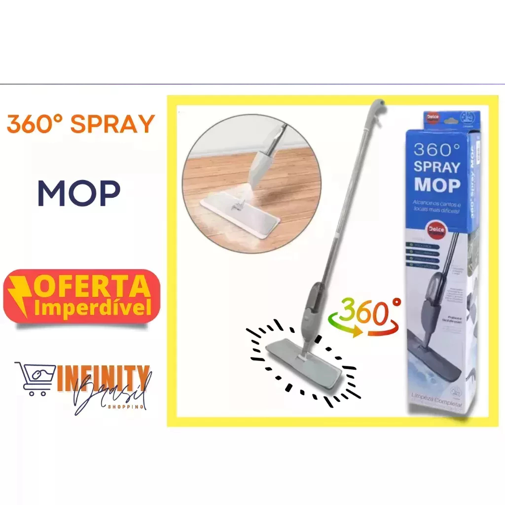 Mop Spray Refil Rodo de Limpeza Esfregão Magico com Reservatório Microfibra 1 refil