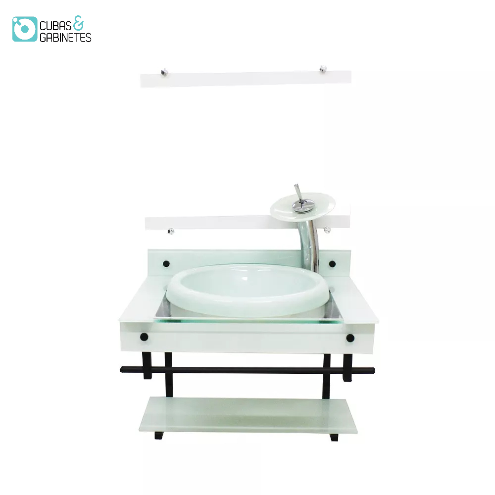 GABINETE COM CUBA PARA BANHEIRO DE VIDRO APXX 60CM COM CUBA CHAPEU - BRANCO