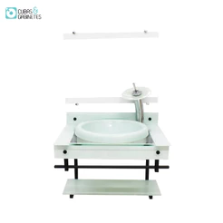 GABINETE COM CUBA PARA BANHEIRO DE VIDRO APXX 60CM COM CUBA CHAPEU - BRANCO