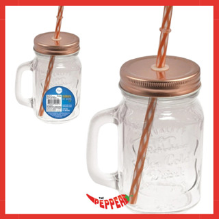 Caneca De Vidro Com Canudo Jarra Suco Copo Retrô Vintage Vidro Tampa