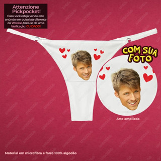 Calcinha com Foto e Corações Personalizada | WECASE