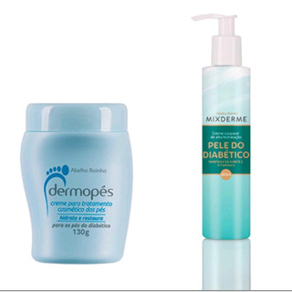 Creme  Hidratante  Para os Pés Diabéticos + Creme Corporal Para a Pele do Diabético  Kit Mixderme  Abelha Rainha .
