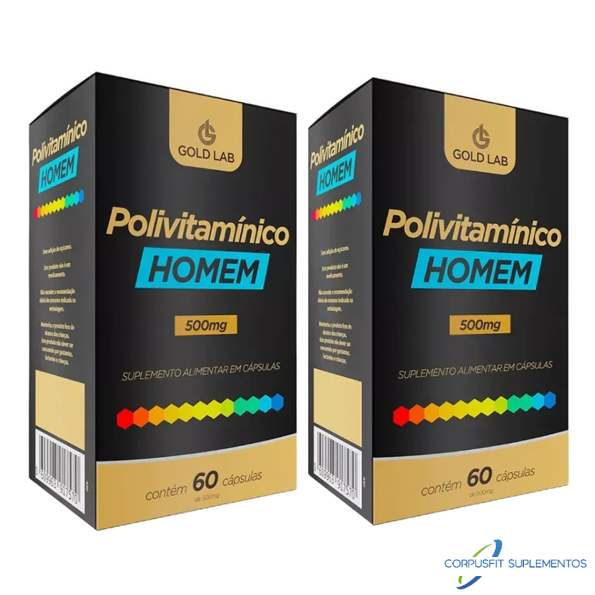 Kit 2x PolivitamÍnico Homem 500Mg 60 Cápsulas - Gold Lab em Oferta na Shopee