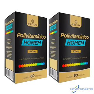 Kit 2x PolivitamÍnico Homem 500Mg 60 Cápsulas - Gold Lab em Oferta na Shopee