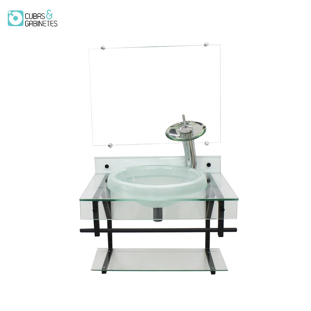 GABINETE COM CUBA PARA BANHEIRO DE VIDRO APXX 60CM COM CUBA CHAPEU - INCOLOR
