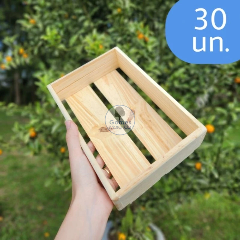 Kit 30 un. Caixote de Madeira Pinus Cesta de Madeira P 24x16x7 cm em Oferta na Shopee