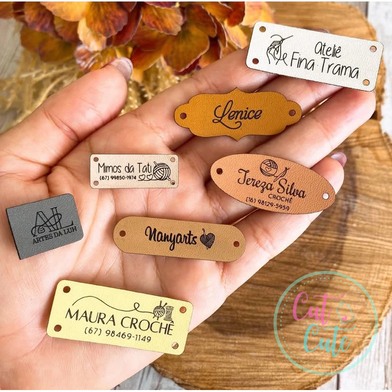 Etiquetas Sintéticas Personalizadas ARTE GRÁTIS + BRINDE – Tags em couro sintético ecológico PU