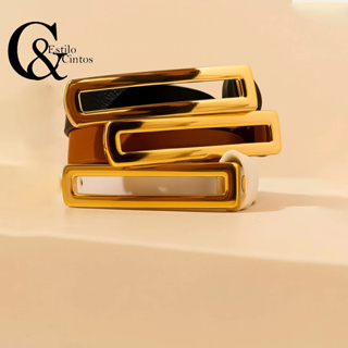 Kit 3 Cinto de Moda Feminina com Fivela Dourada Moderna – Estilo Minimalista Casual Chic P/M/G/GG/XG em Oferta na Shopee