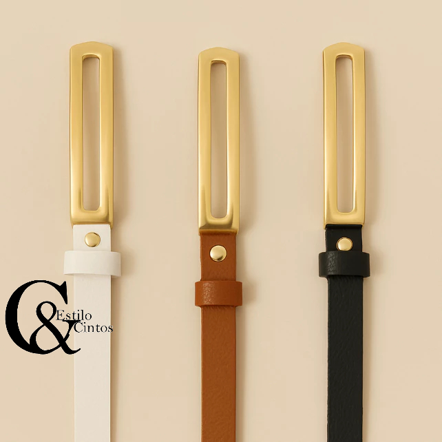 Kit 3 Cinto de Couro Sintético Fivela Vazada Dourada Feminina casual Look Sofisticado P/M/G/GG/XG em Oferta na Shopee