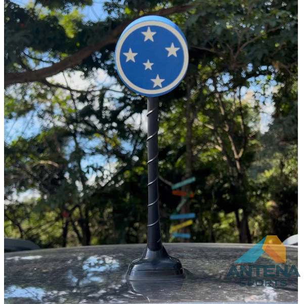Ponteira Enfeite de Antena Cruzeiro - Escudo Retrô Cruzeiro - Azul - Cabuloso - Carro e Moto