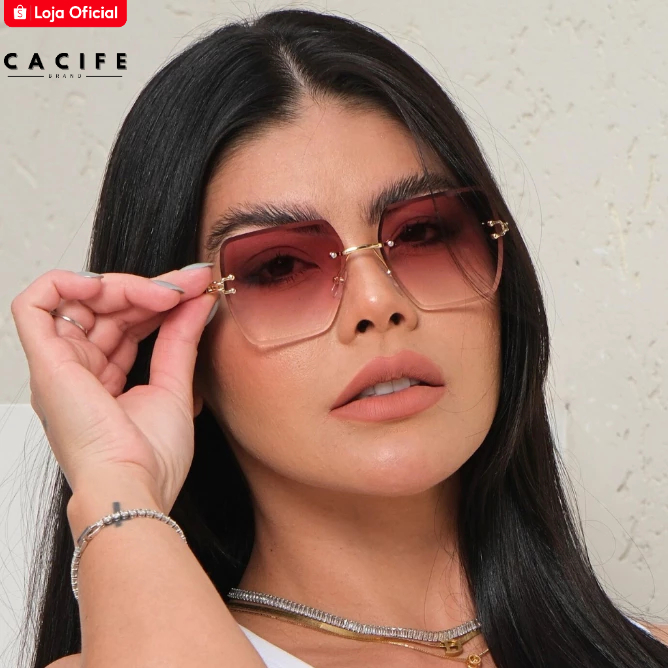 Óculos de Sol Capri Rosa Degradê Quadrado Grande Premium Blogueira Capri uv400 Unissex em Oferta na Shopee