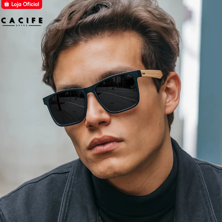 Óculos de Sol Quadrado Premium Clássico Estilo Madeira Fashion Praia UV400 Masculino Feminino em Oferta na Shopee
