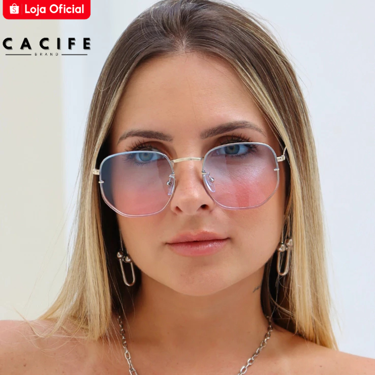 Óculos de Sol Hexagonal Premium Classico Tendencia Blogueira Luxo uv400 Unissex