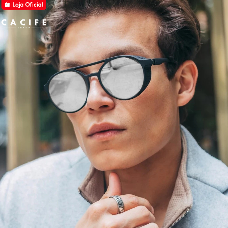 Óculos de Sol Floripa Prata Premium Alok Steampunk Oldstyle Retrô Soldador uv400 Feminino Masculino