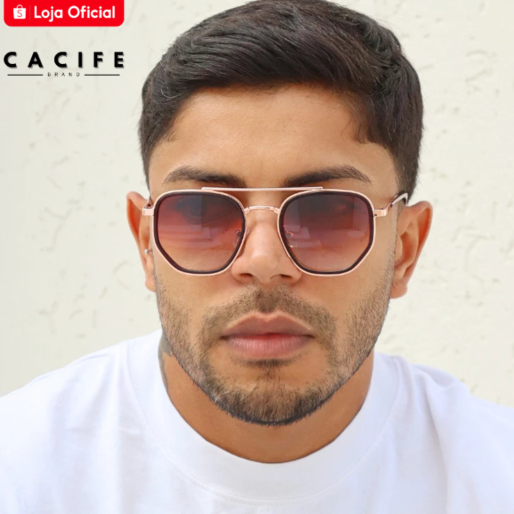 Óculos de Sol Chicago Marrom Degradê Steampunk Clássico Premium Retrô Vintage uv400 Unissex em Oferta na Shopee