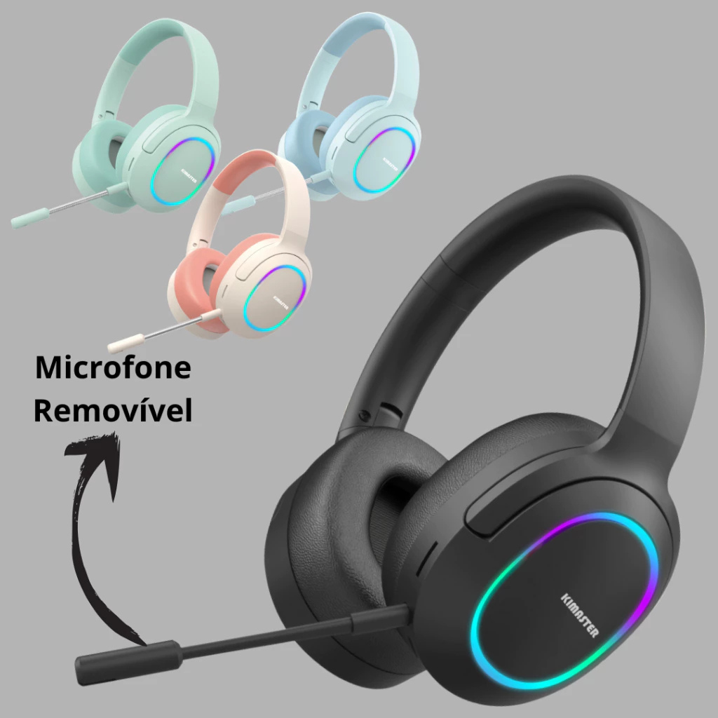 Headphone Bluetooth Kimaster K25 com Microfone Removível, Cancelamento de Ruído e Som Surround em Oferta na Shopee