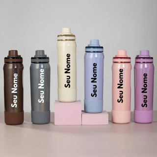 Garrafa Térmica Inox Personalizável 650ml com Capa Silicone para Viagem Trabalho Academia em Oferta na Shopee