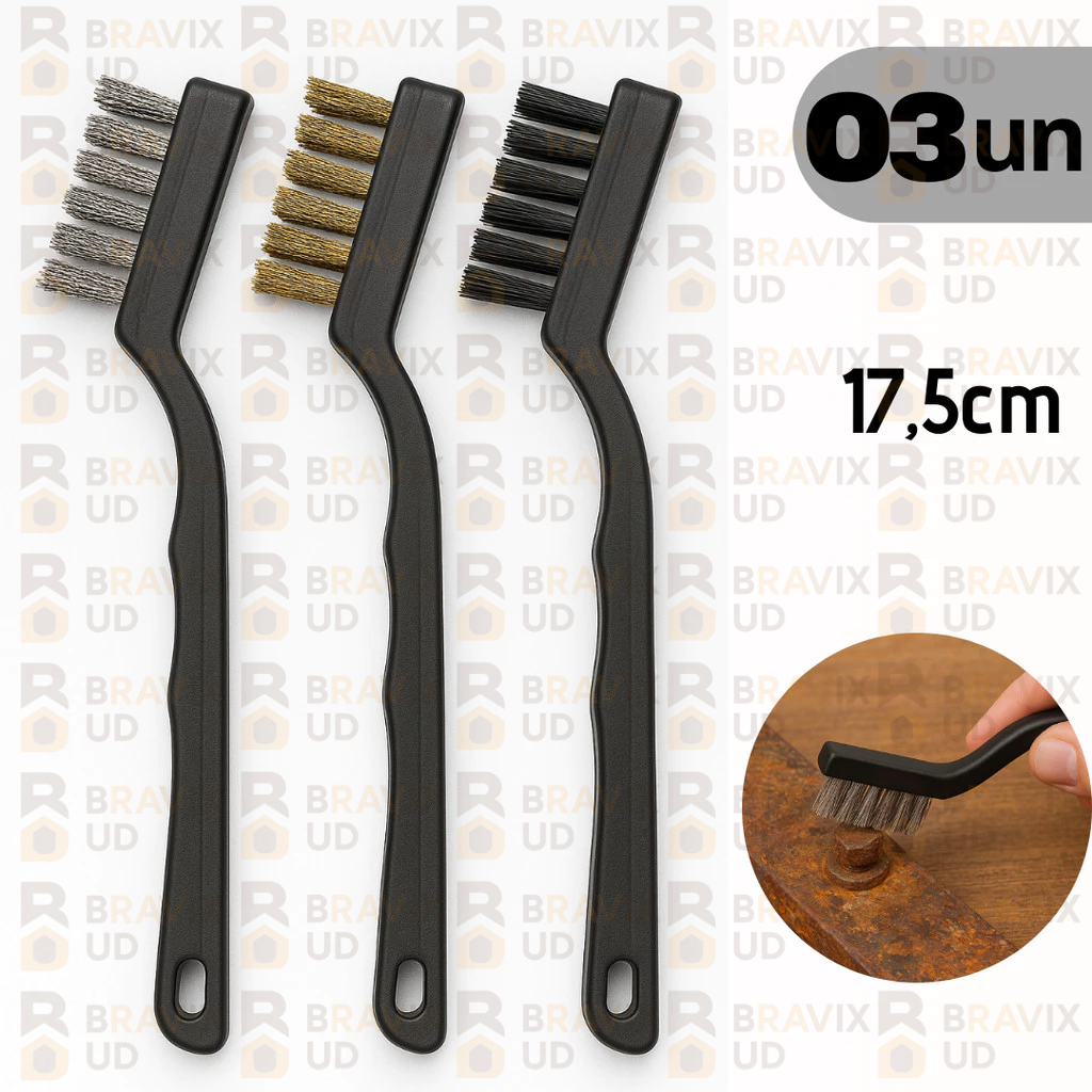 Kit Escova Multiuso Jogo 3 Peças Aço Cobre Nylon Limpa Grelha Churrasqueira Manual Conjunto Limpeza em Oferta na Shopee