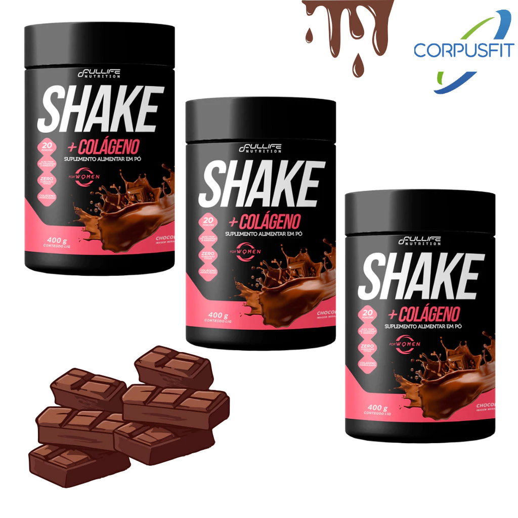 KIT 3x Shake Substituto De Refeição Zero Açúcar Com Colágeno Fullife