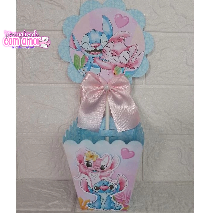 Centro de Mesa  Cachepot Stitch e Angel  Personalizados - Lembrancinhas - Festa Infantil - Aniversário
