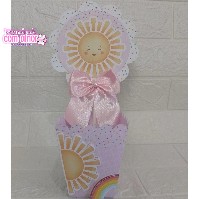 Centro de Mesa  Cachepot  primeira volta ao sol Rosa Personalizados - Lembrancinhas - Festa Infantil - Aniversário
