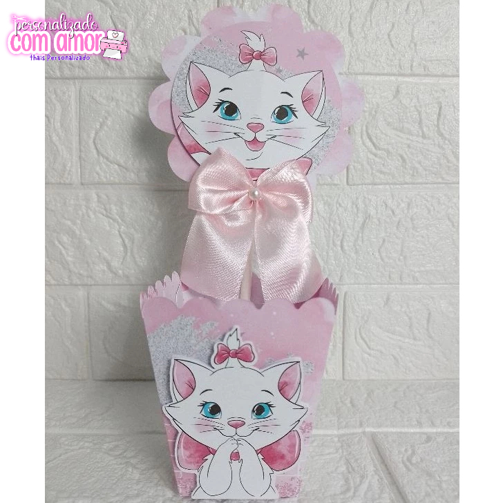 Centro de Mesa  Cachepot gatinha Marie  Personalizados - Lembrancinhas - Festa Infantil - Aniversário