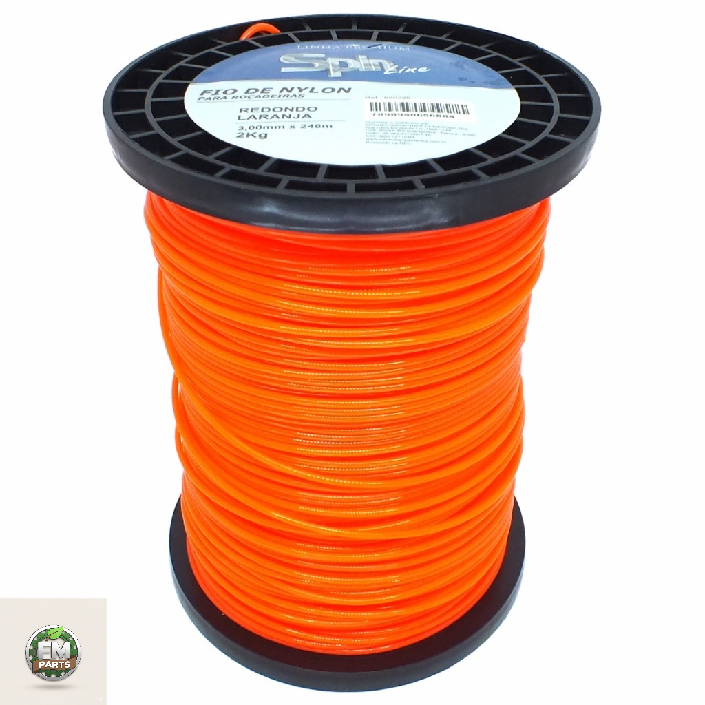 Fio Nylon Roçadeira 3,0mm Quadrado Rolo 248 Metros e 2kg Forte Resistente ENTREGA IMEDIATA BRASIL