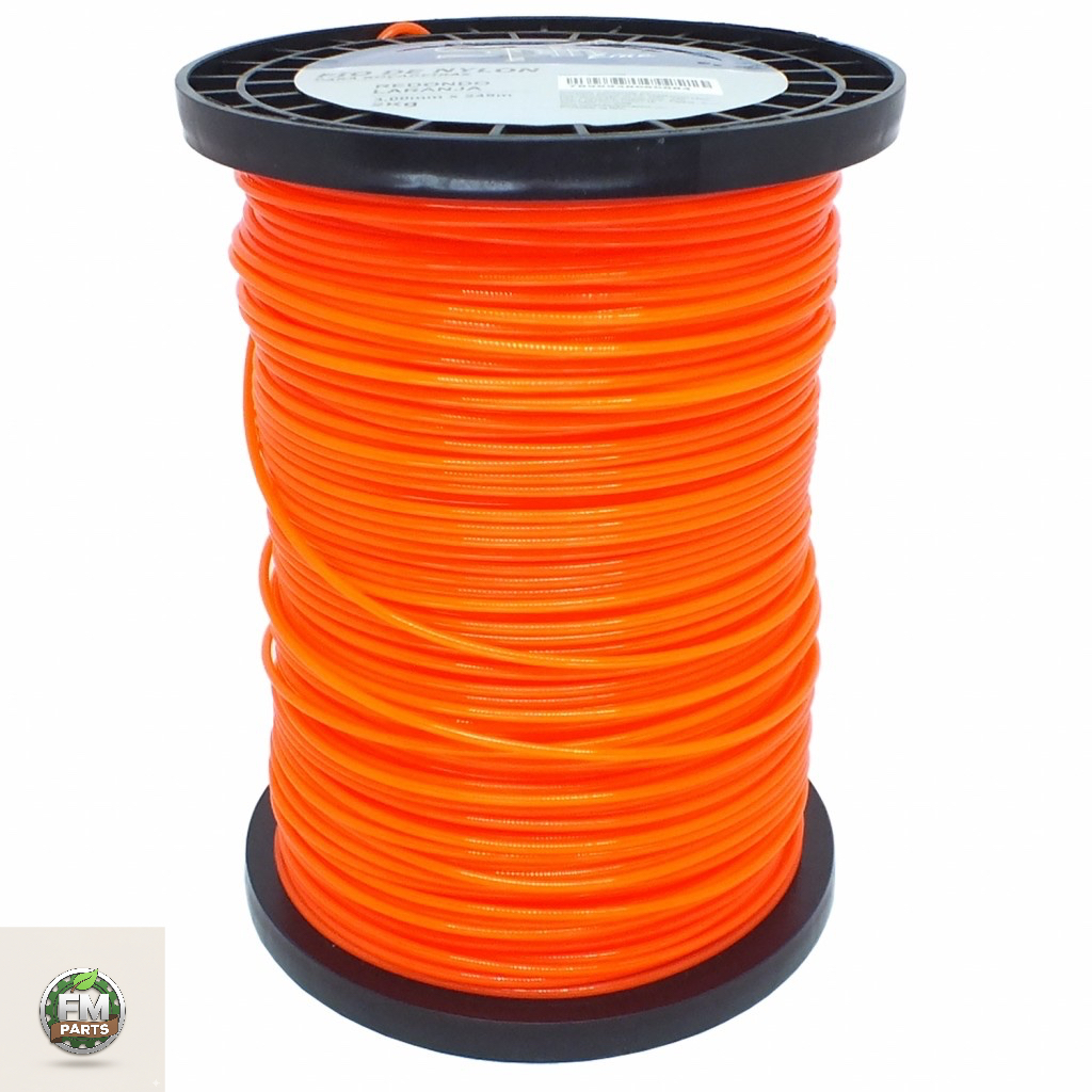 Fio De Nylon 2,70mm Para Roçadeira Rolo 2kg 279 Metros Cor Laranja quadrado-forte-otimo-corte